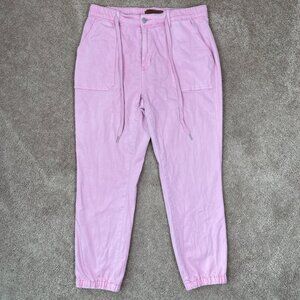 Judy Blue Jeans Women 13/31 Pink Garment Dyed Wide Leg Stretch Denim Carpenter